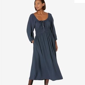 Madewell Sophia twill midi dress dark blue navy 1x NWT